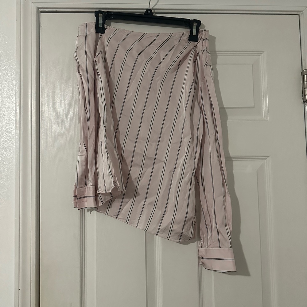 Reiss Striped Pink Women's Off the Shoulder Shirt